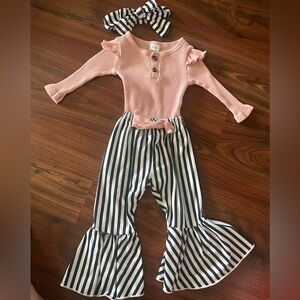 Pink and Black Striped Kids Bottoms